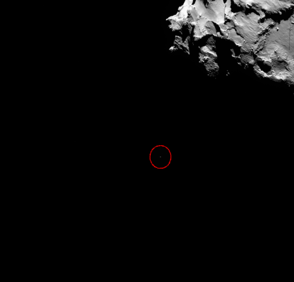 Discesa di Philae verso la cometa - Released 13/11/2014 1:48 pm - Copyright ESA/Rosetta/MPS for OSIRIS Team MPS/UPD/LAM/IAA/SSO/INTA/UPM/DASP/IDA