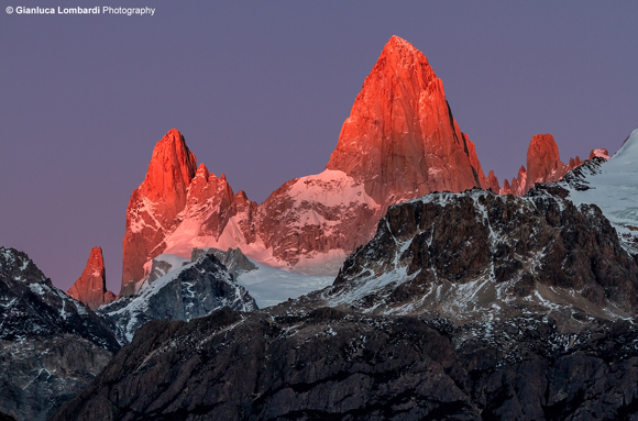 Alba su Cerro El Chaltén (o Fit Roy), Parque Nacional Los Glaciares (Santa Cruz, Patagonia Argentina)