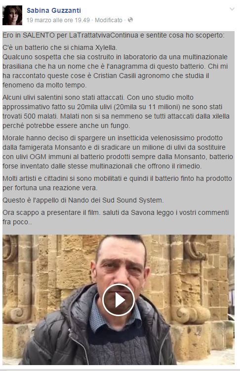 ScreenShot dalla pagina facebook di Sabina Guzzanti