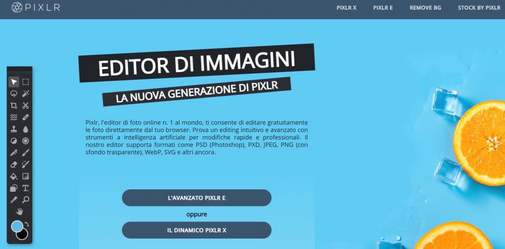 pixlr editor di foto online per creare immagini